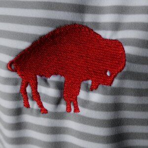 Buffalo Bills Vineyard Vines Performance Gray Striped Stretch Polo (XL) 🏈